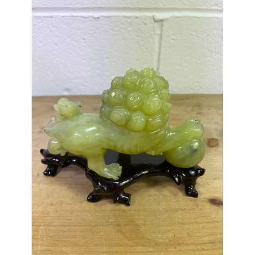 411 - Vintage Chineses Jade Hard Stone Carving of a Foo Dog Lion