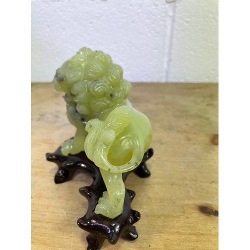 411 - Vintage Chineses Jade Hard Stone Carving of a Foo Dog Lion