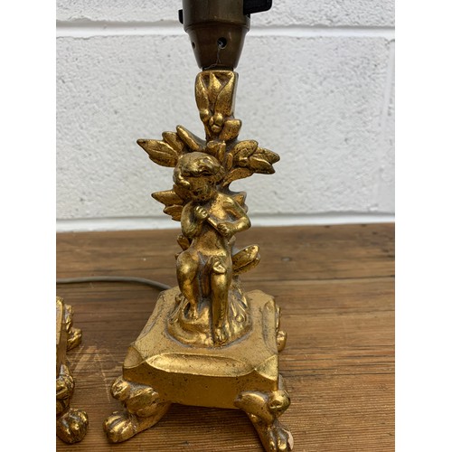 400 - Vintage Small Musical Cherub Table Lamps