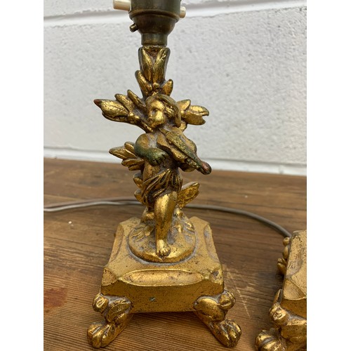 400 - Vintage Small Musical Cherub Table Lamps