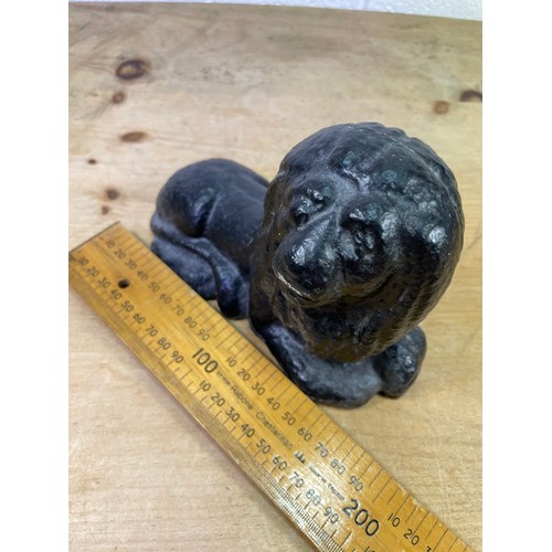 469 - Antique Heavy Cast Iron Lion Door Stop