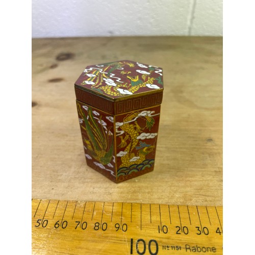 518 - Small Cloisonne Trinket Box Depicting Dragons