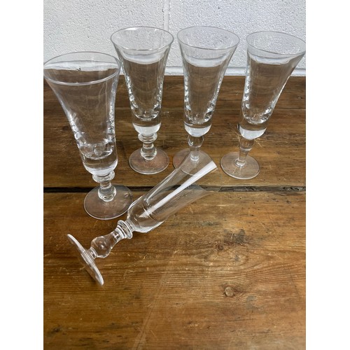 496 - 5 Heavy Quality Lead Crystal Champagne Flutes