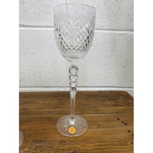 497 - Six Quality Cut Lead Crystal Vintage Wine Goblets Made in West Germany