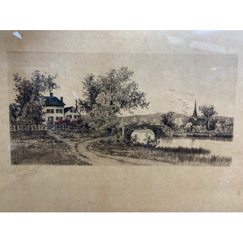 567 - Ernest Christian Rost (E. C. Rost 1866-1940) Pencil Signed Etching - lot 2 of 2