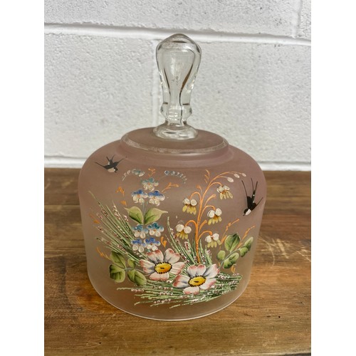 487 - Hand Painted Antique Glass Cloche