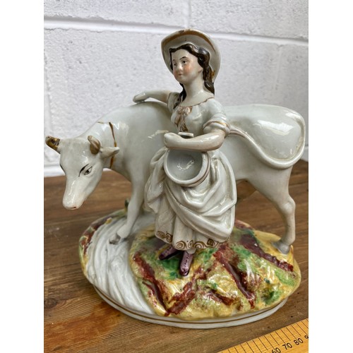 491 - Two Large Jack & Jill Antique Staffordshire Figures a/f