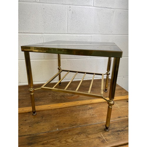 151 - Great Quality Hollywood Regency Style Brass & Smoked Glass Table