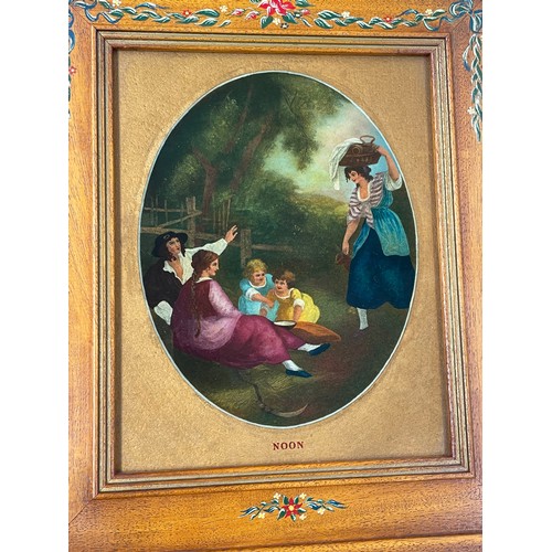 577 - Four Fantastic Coloured Etchings W.Hamilton Pinxt & F.Bartolozzi Sculpt in Hand Painted Wooden Frame... 