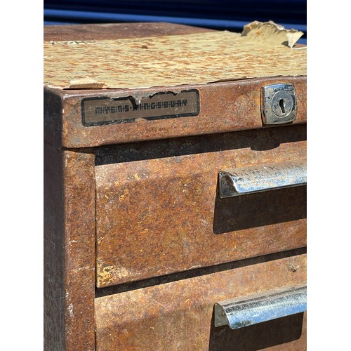 140 - Myers of Kingsbury Metal Filing Drawers With 1943 War Office Notice