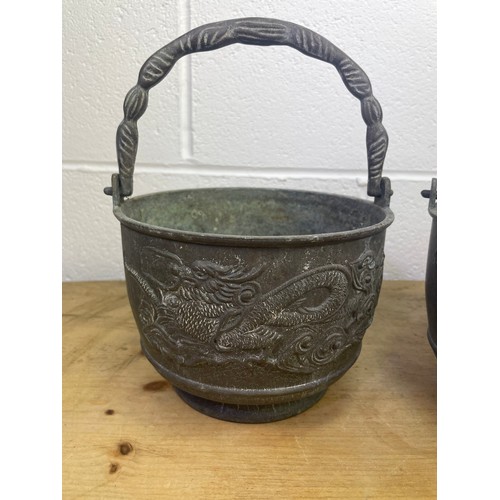 542 - Two Antique Bronze Chinese Rice Cooking Pots