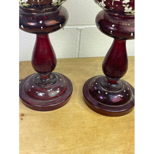 541 - Large Victorian Ruby Glass Mantle Lustres