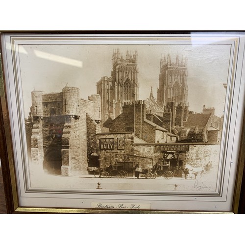 598 - Original Connie Pickard Watercolour of Bootham Bar, York with antique signed photograph of Bootham B... 