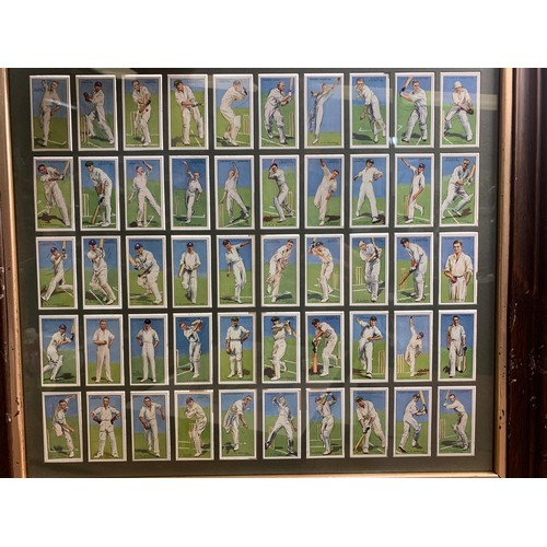 481B - Players Cricketers 1930 Cigarette Cards - framed and mounted in such a way you can see both sides