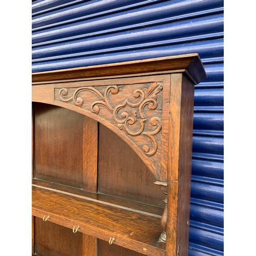 100A - Jacobean Revival Oak Dresser with carvings and barley twist legs - 105 x 46 x 194cm