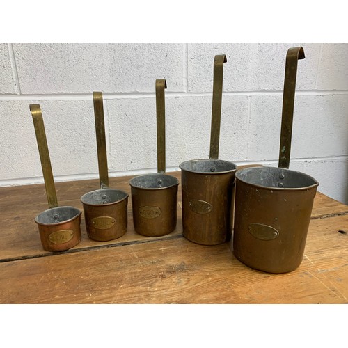 313A - Vintage tinned Copper and Brass Measuring Ladles