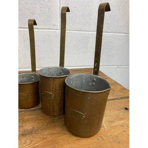 313A - Vintage tinned Copper and Brass Measuring Ladles