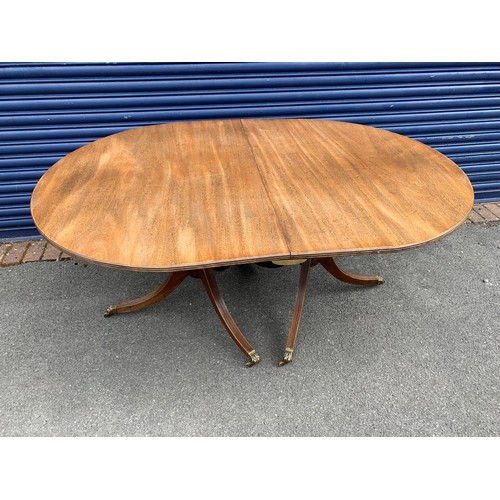 530 - Antique twin pillar extending dining table with leaf