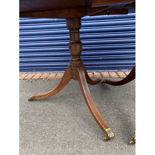 530 - Antique twin pillar extending dining table with leaf