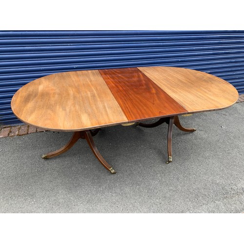 530 - Antique twin pillar extending dining table with leaf