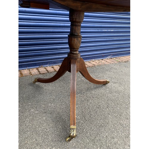 530 - Antique twin pillar extending dining table with leaf