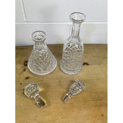 252 - Two Heavy Lead Crystal Vintage Decanters