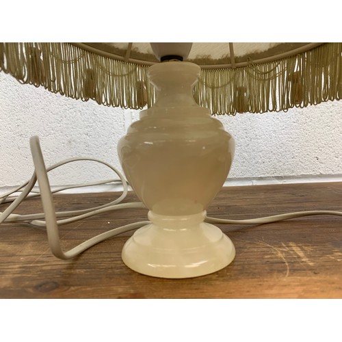 226 - Two Small Onyx or Marble style table lamps