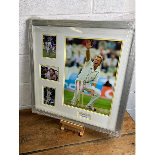 387 - Shane Warne Cricket hand signed autograph, mounted and framed