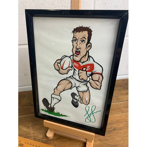 392 - Special Edition James Roby Rugby Caricature with hand signed autograph