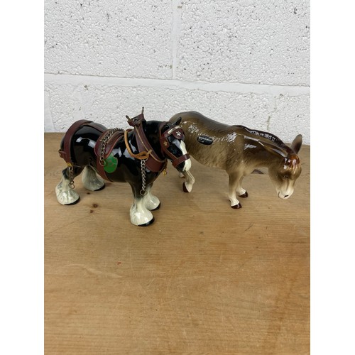 96 - Melba ware Shire Horse & Coopercraft Donkey Figures