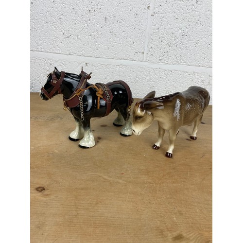 96 - Melba ware Shire Horse & Coopercraft Donkey Figures