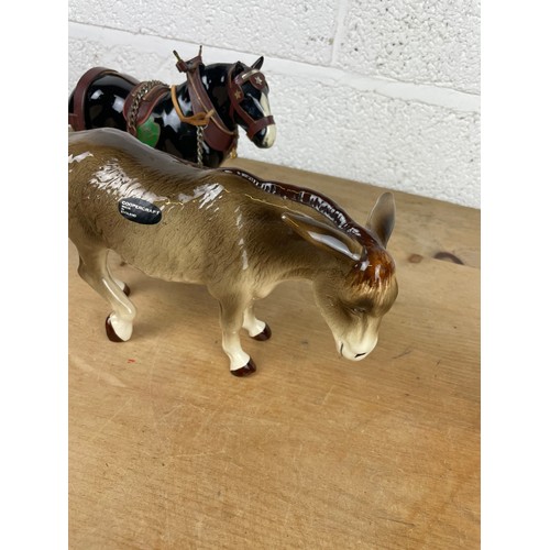 96 - Melba ware Shire Horse & Coopercraft Donkey Figures