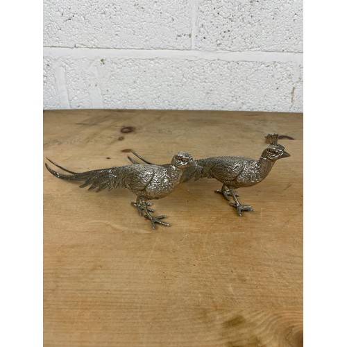 100 - Silver Plated Peacock & Peahen Figurines Menu Card Holders