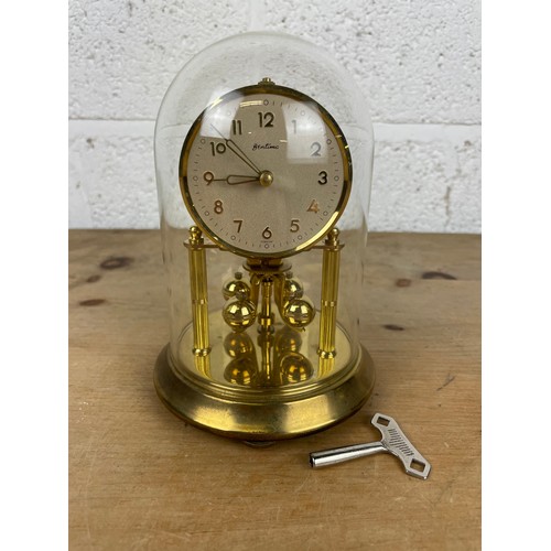 108 - Vintage Brass Bentima Anniversary Dome Clock with Key