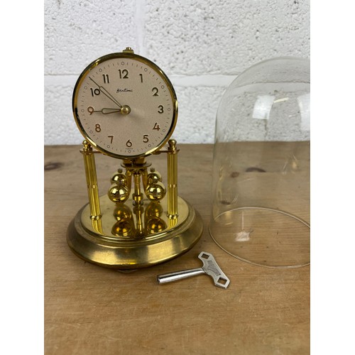 108 - Vintage Brass Bentima Anniversary Dome Clock with Key