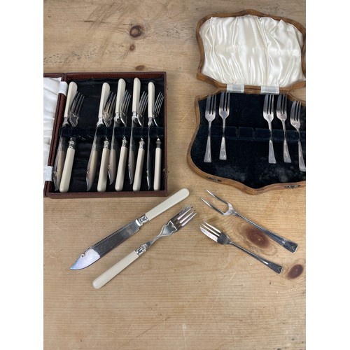 111 - Two Good Quality Boxed Silver Plated Cutlery Sets, 1 Fish & 1 Cake