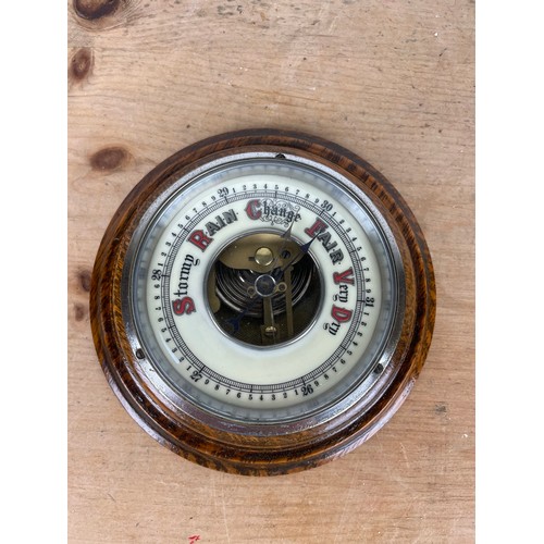 196 - Vintage Oak Cased Barometer