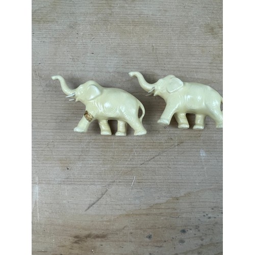 209 - Two Vintage Porcelain Imitation Ivory Elephants 1 A/F