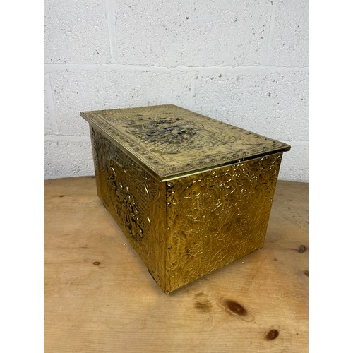 212 - Quality Vintage Brass Relief Log Box