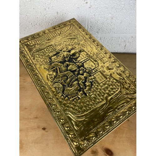 212 - Quality Vintage Brass Relief Log Box