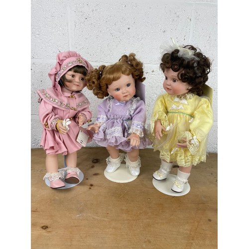 317 - 3 Ashton Drake Collectable Porcelain Dolls by Barbara Madeja