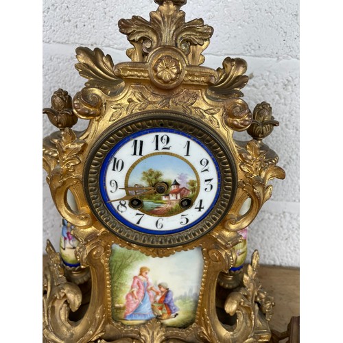 127 - Late 19th Century French Ormolu Mantle Clock & Garniture