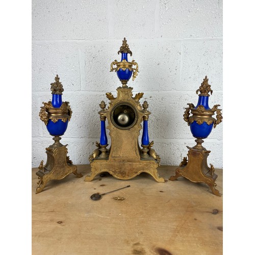 127 - Late 19th Century French Ormolu Mantle Clock & Garniture