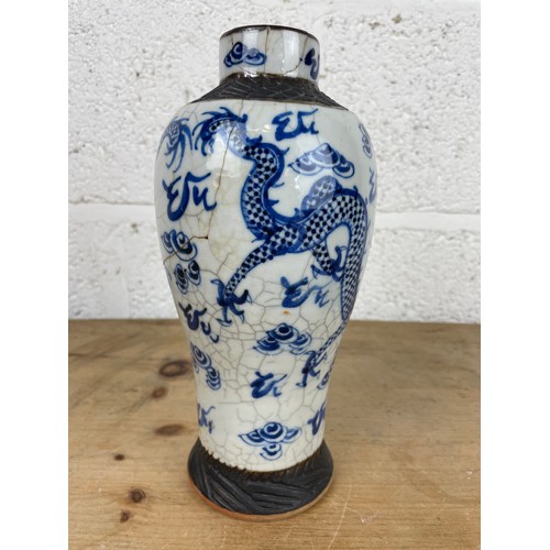 134 - Antique 19th Century Chines Bleu Crackle Glaze Vase