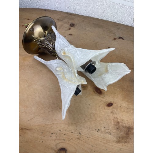 136 - Art Nouveau Style Designer Brass & Glass Ceiling Light