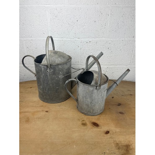 139 - Two Galvanised Watering Cans 1 Gallon & 2 1/2 Gallon