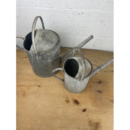 139 - Two Galvanised Watering Cans 1 Gallon & 2 1/2 Gallon