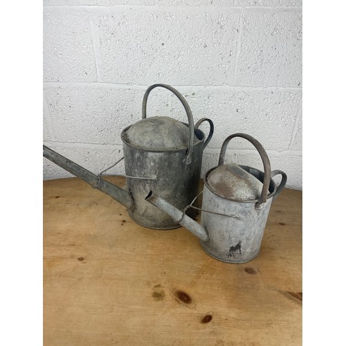 139 - Two Galvanised Watering Cans 1 Gallon & 2 1/2 Gallon