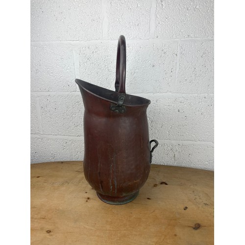 140 - Large Antique Copper Coal Scuttle