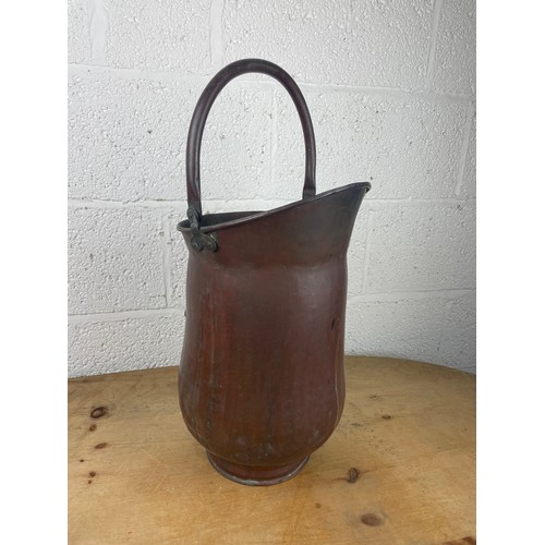 140 - Large Antique Copper Coal Scuttle